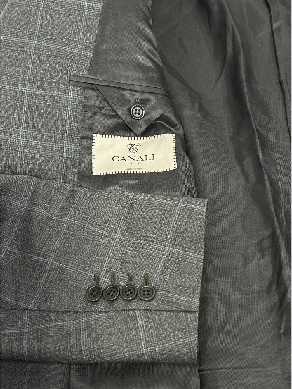 Canali Men's Gray Wool Check Blazer Suit Jacket Size 38 (EU 56R)